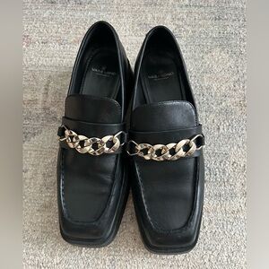 Vagabond Black Loafers with Silver chain